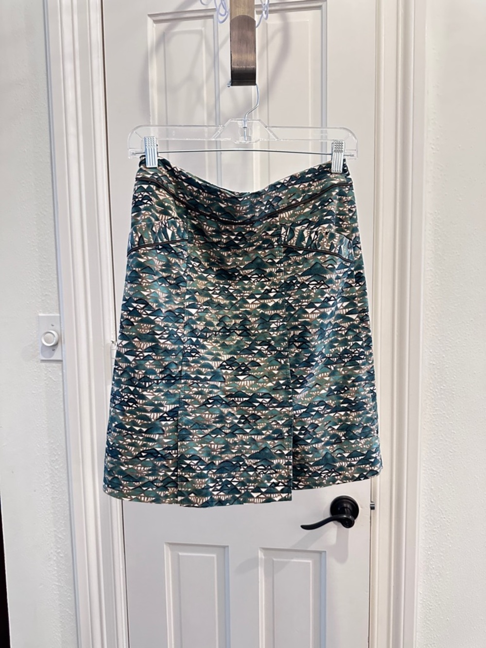Patterned Green Mini Skirt - Women's Casual A-Line